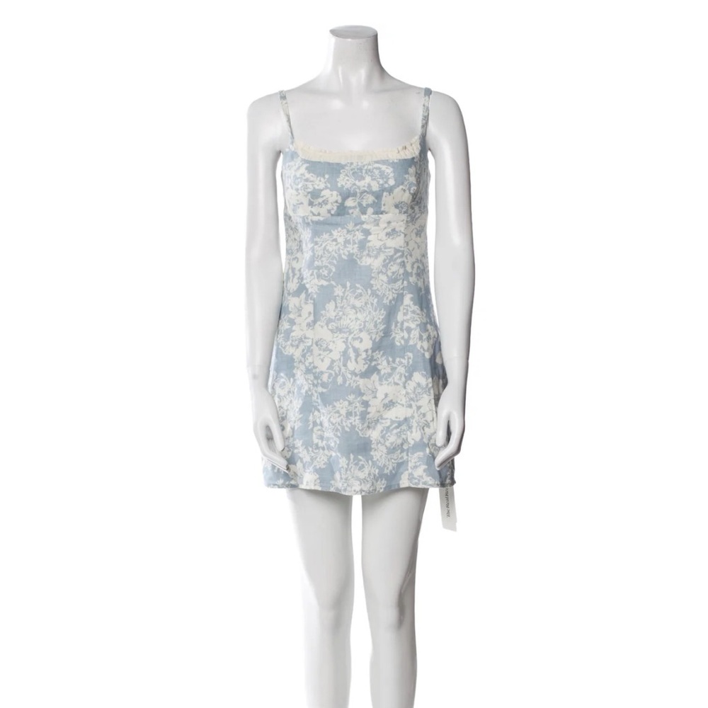 Reformation Blue and Cream Floral Dress